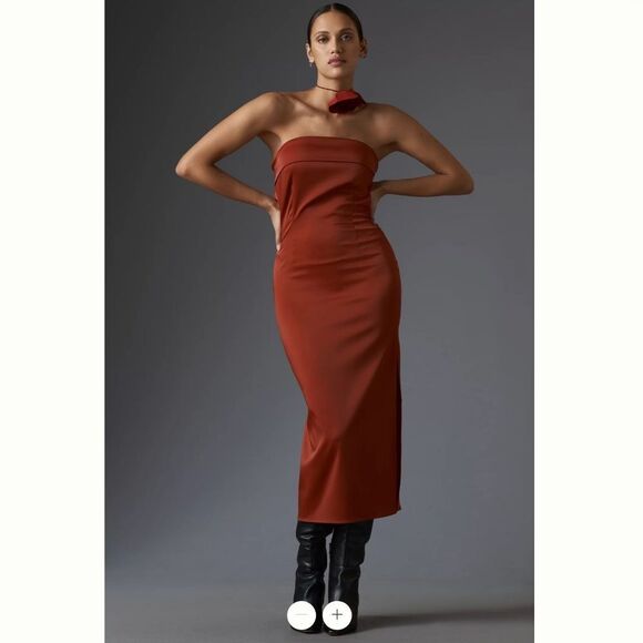 Dresses & Skirts - By Anthropologie Strapless Cowl-Back Midi Dress